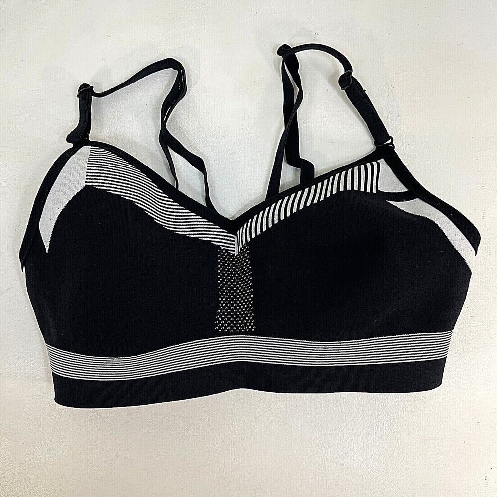 Nike Sports Bra Women's Size XSmall Black White Adjustable Shoulder Straps